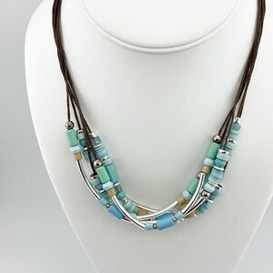 Elegant Multi-Strand Turquoise Toned Beaded Necklace